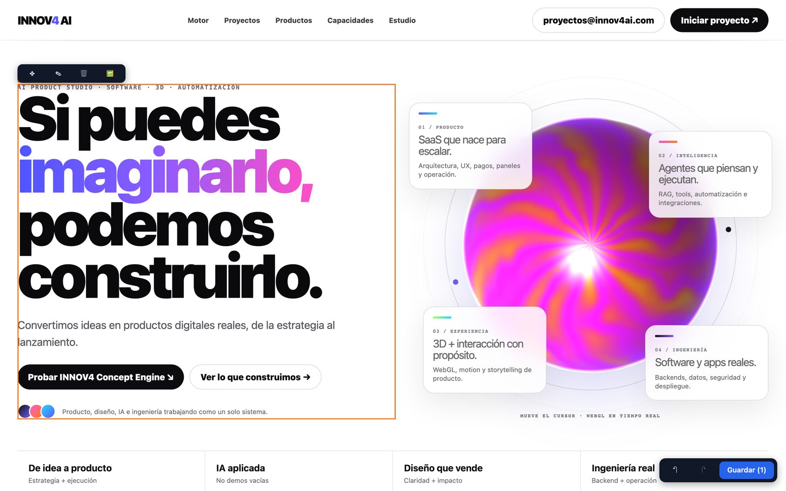 Modifica il testo direttamente sulla pagina