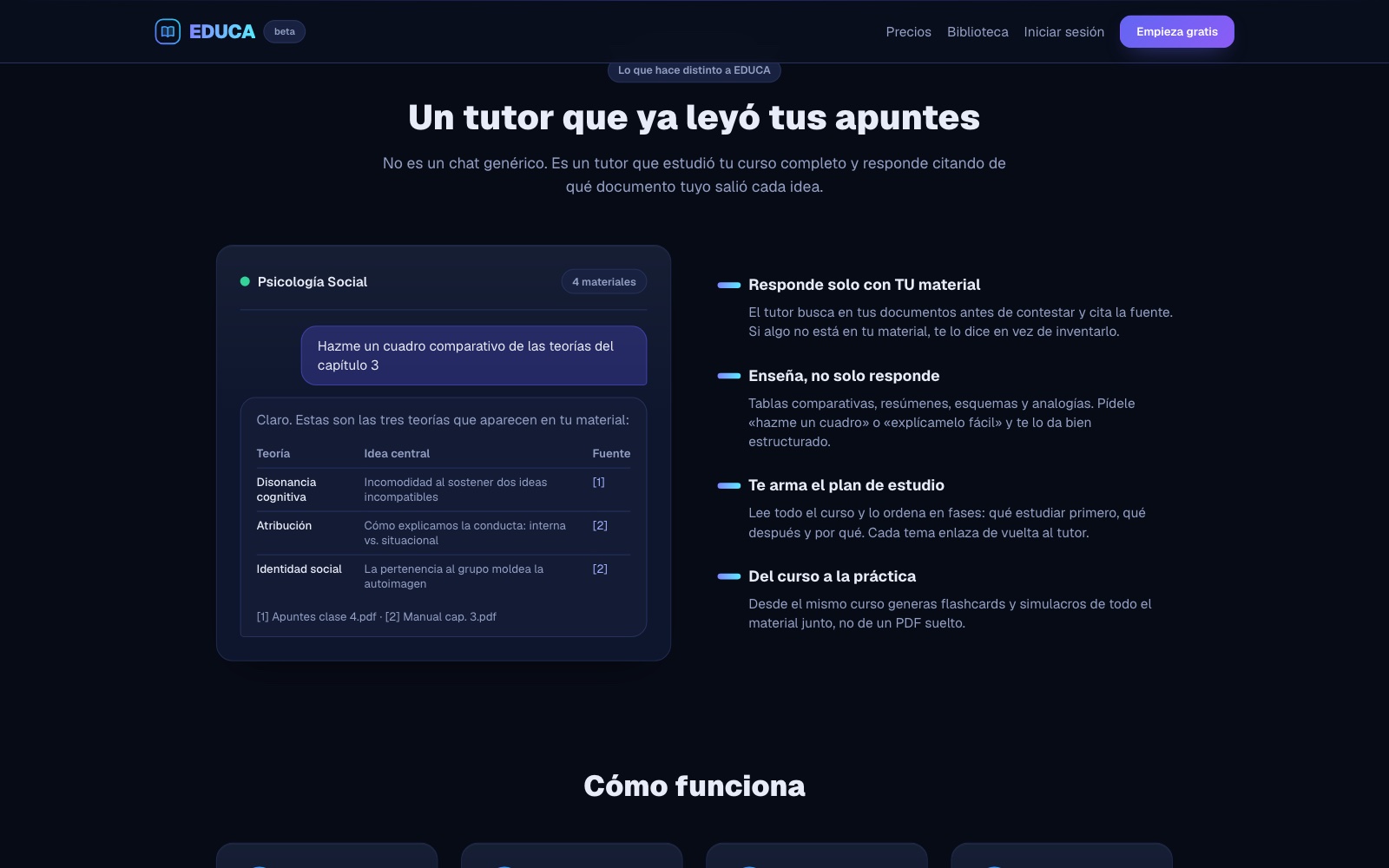 Un tutor che cita i tuoi appunti