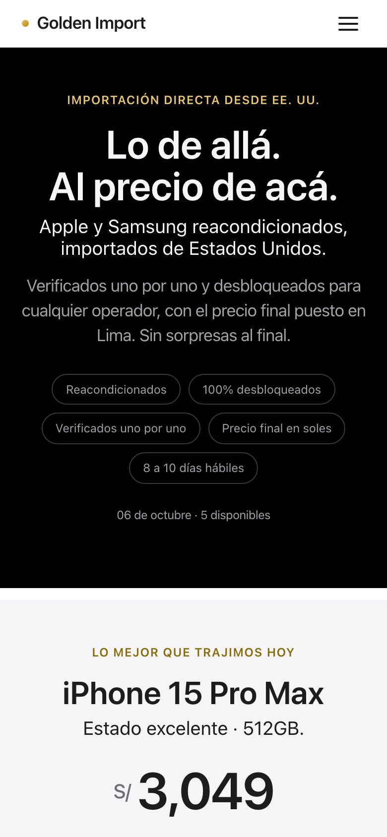 Golden Import su smartphone