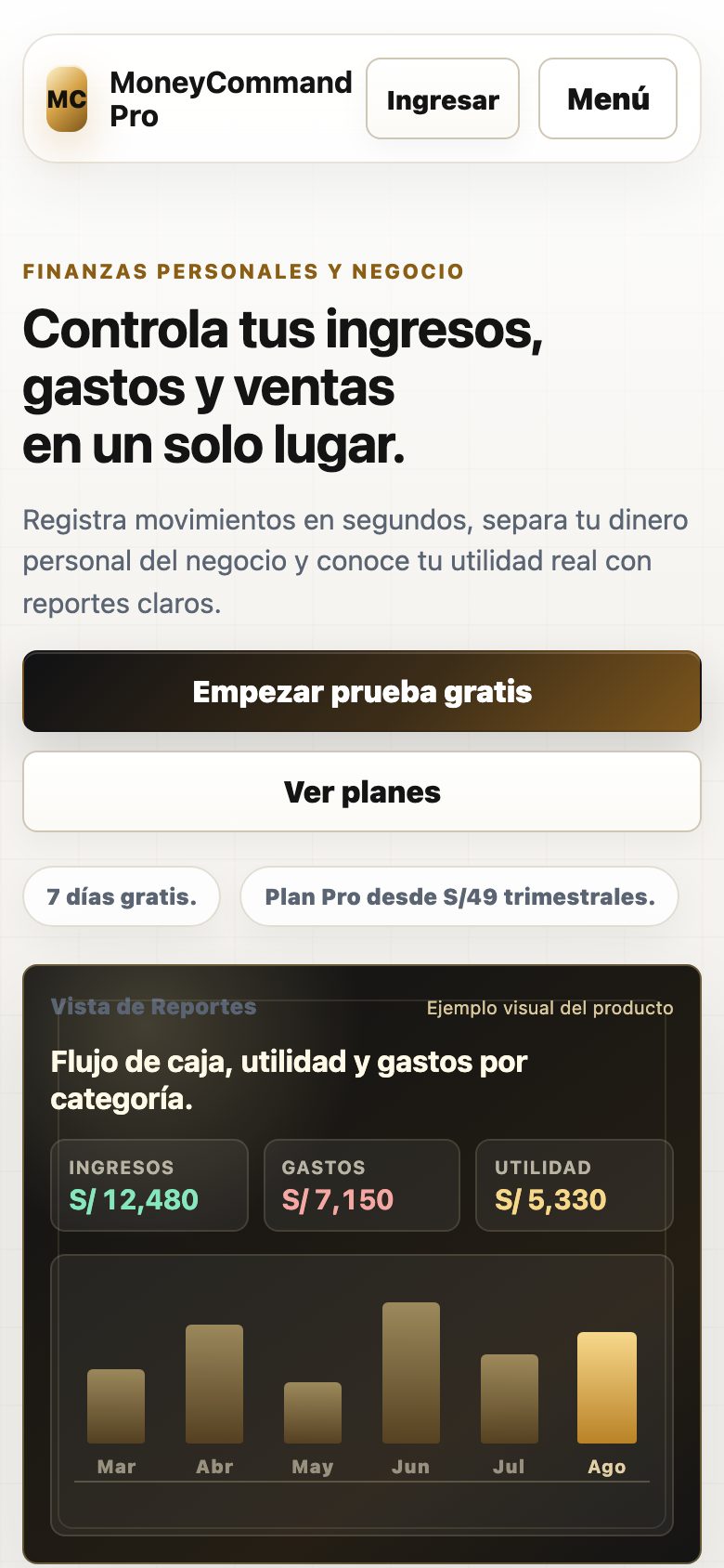 MoneyCommand Pro su smartphone