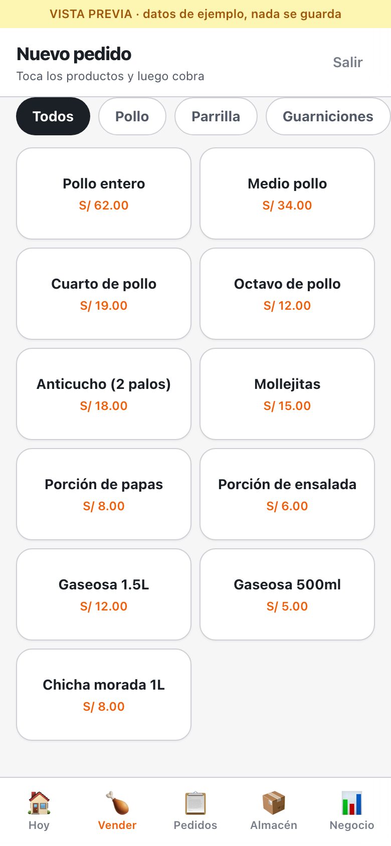 New order on mobile