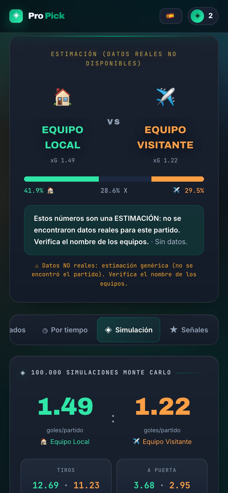 Simulation sur mobile