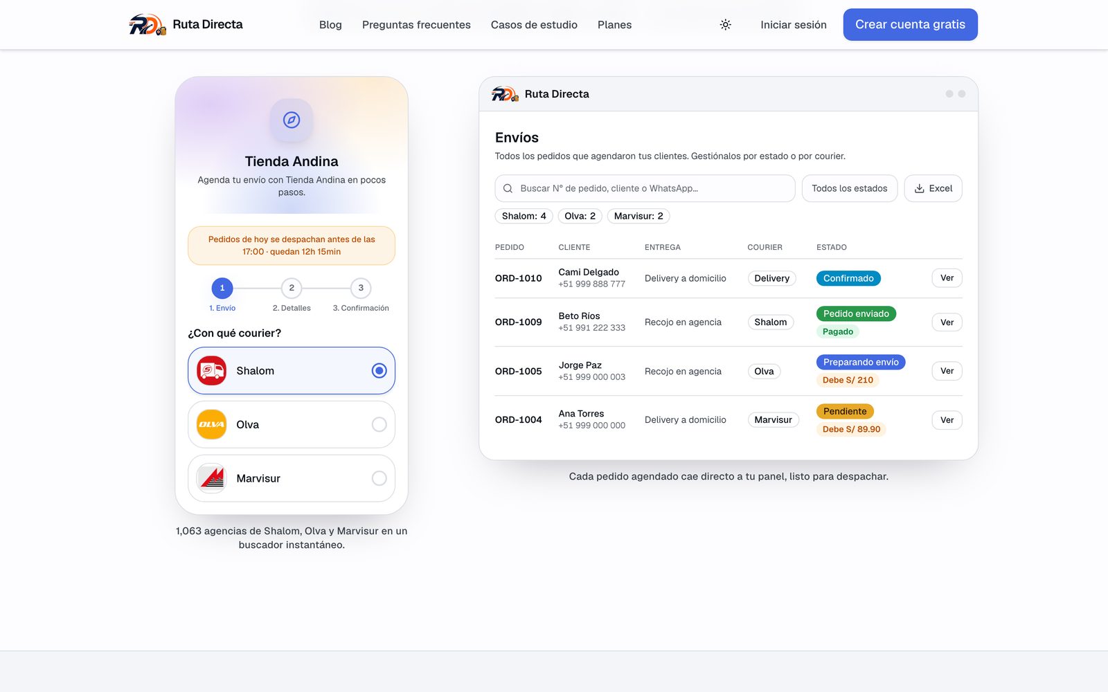 Link próprio e painel de envios