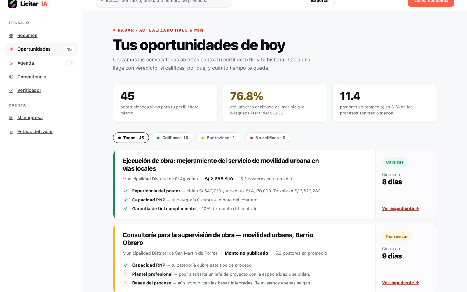 Captura del producto LicitarIA